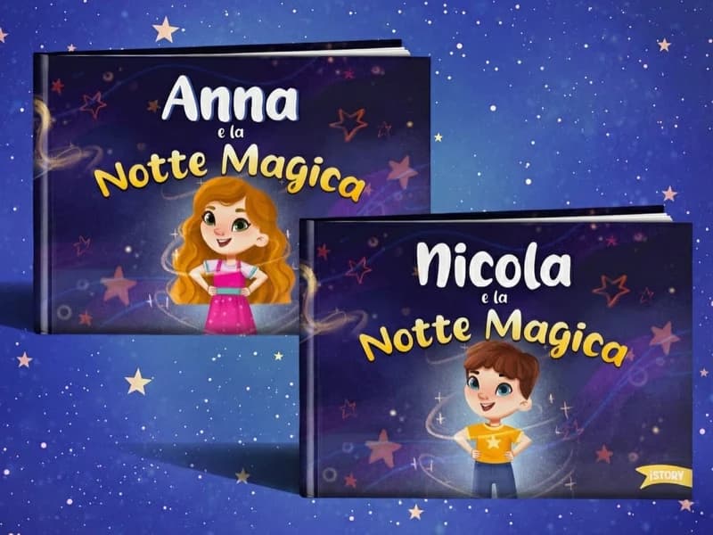 Due copertine della Notte Magica con i nomi Anna e Nicola